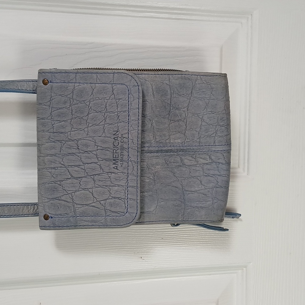 Set Of Croc Embossed Crossbody & Matching Wallet by American Leather & Co.